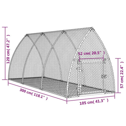 Vidaxl Conejera Acero Galvanizado Plateado 300x105x120 Cm_2