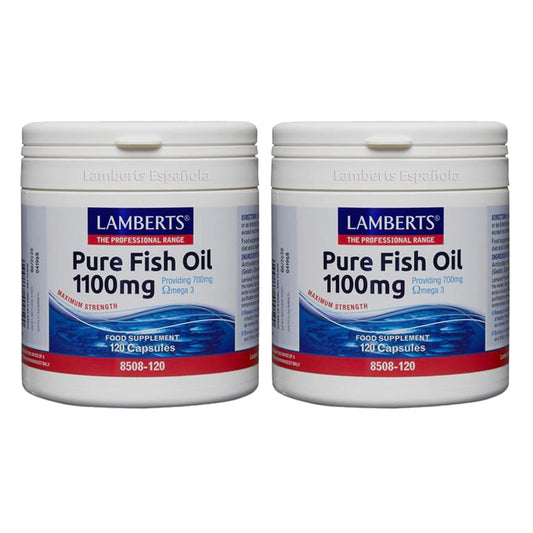 Pack 2x Aceite de Pescado Puro, Lamberts, 1100 mg