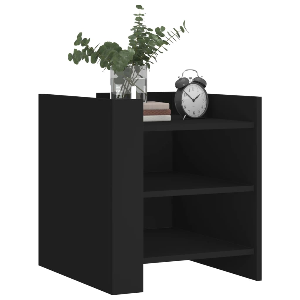 Mesita De Noche Madera De Ingeniería Negro 45x50x50 Cm_1