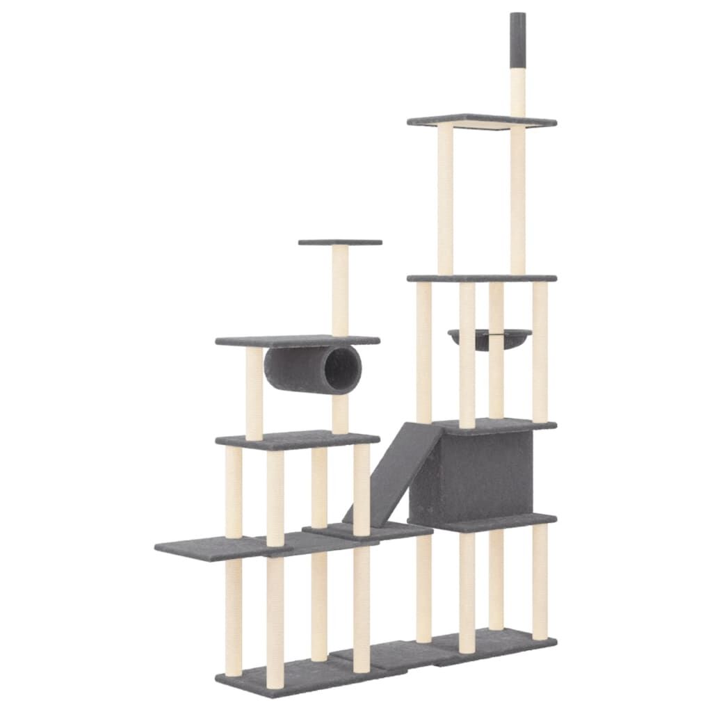 Vidaxl Rascador Para Gatos Con Postes De Sisal Gris Oscuro 279 Cm_4
