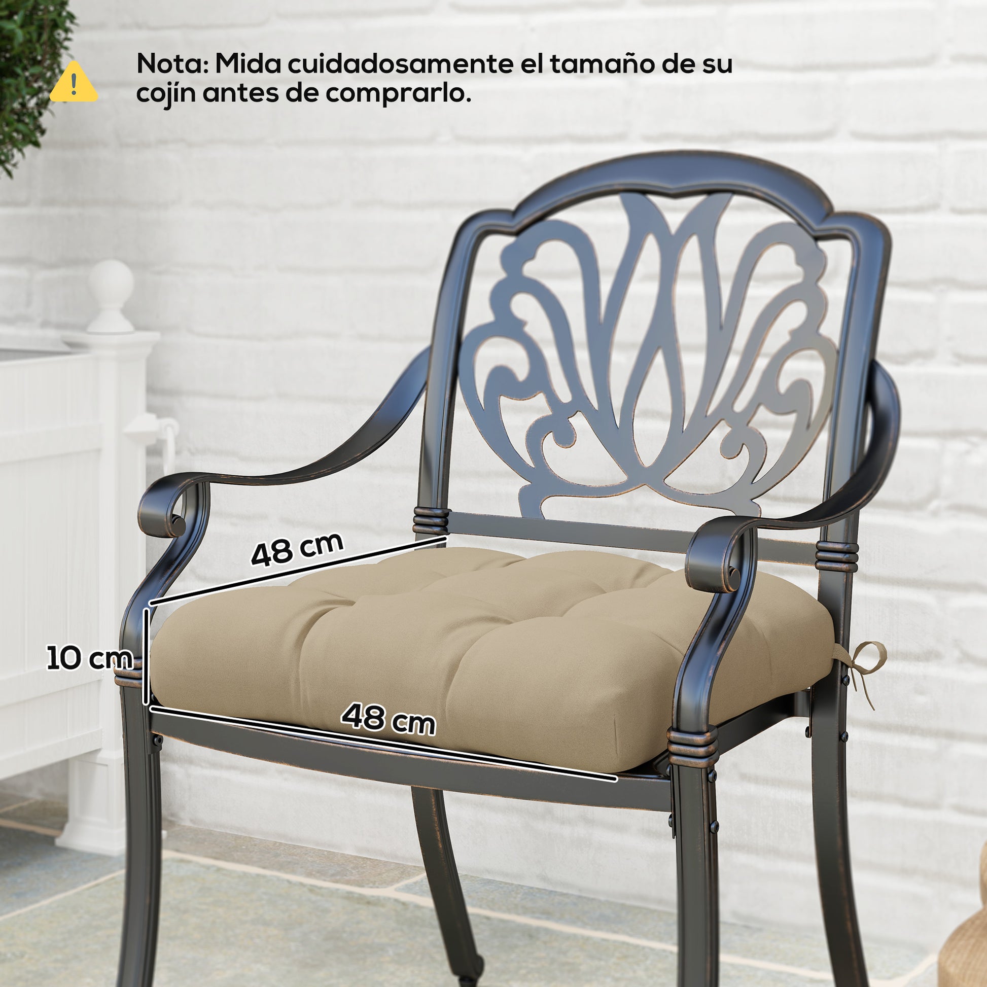 Outsunny Conjunto De Cojines Para Sillas De Comedor 48x48x10 Cm Caqui_2