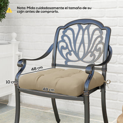 Outsunny Conjunto De Cojines Para Sillas De Comedor 48x48x10 Cm Caqui_2