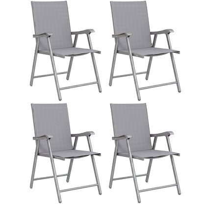 Outsunny Pack De 4 Sillas De Camping Plegables Tela Textilene 58x62x97 Cm Gris_0