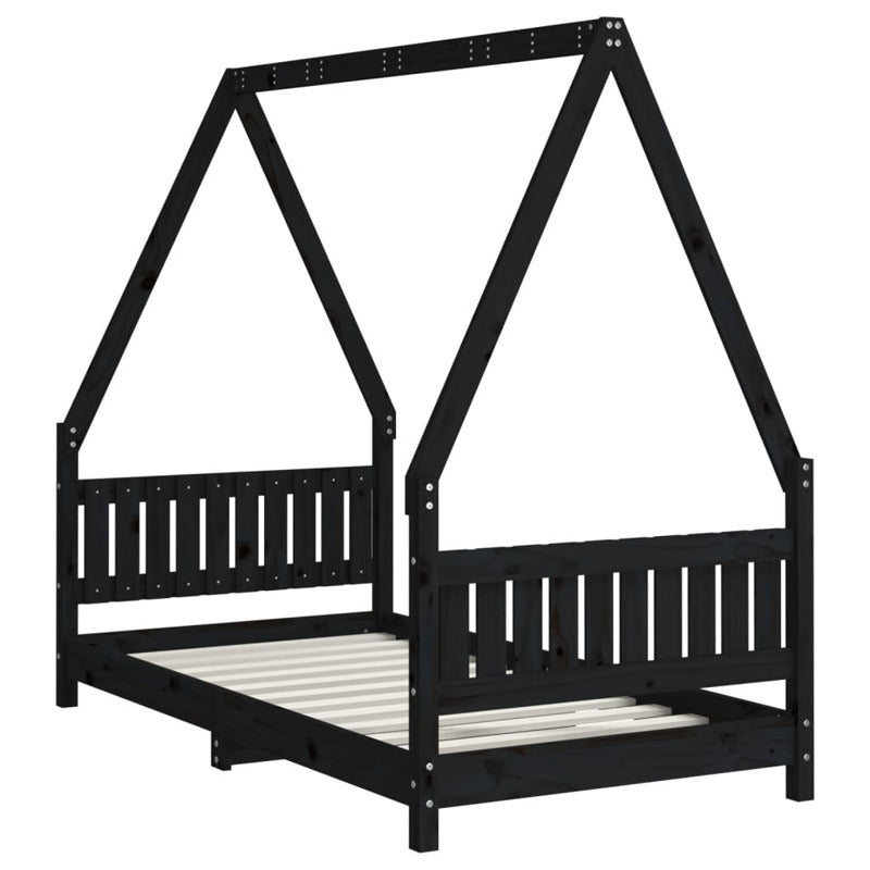 Vidaxl Estructura De Cama Para Niños Madera De Pino Negro 80x160 Cm_5