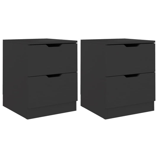 Mesitas De Noche 2 Uds Madera De Ingeniería Negro 40x40x50 Cm_0