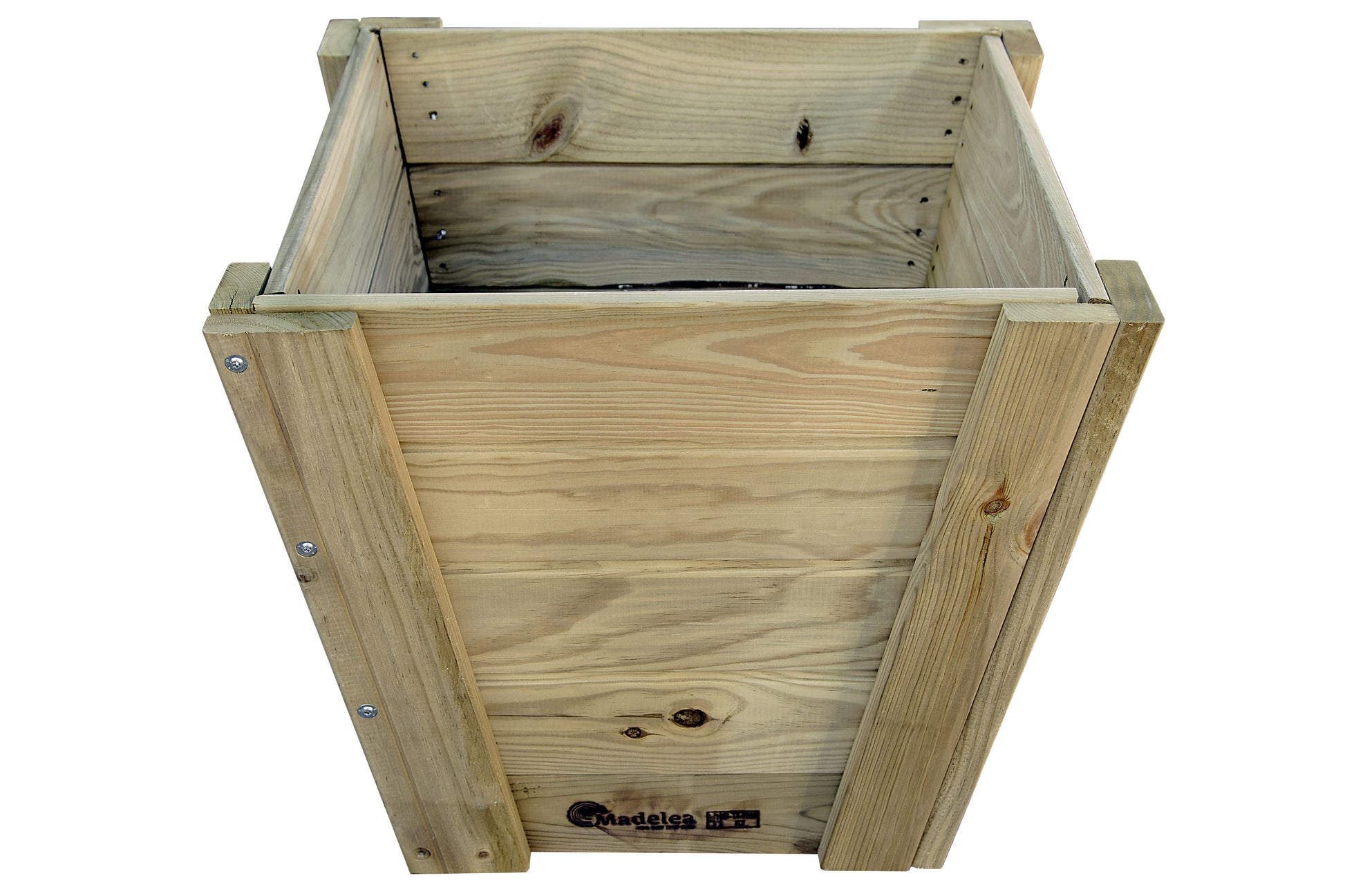 Macetero Abril Cerrado De Madera Autoclave De 60 X 60 X 52 Cm 10° 90l + Bolsa Geotextil..