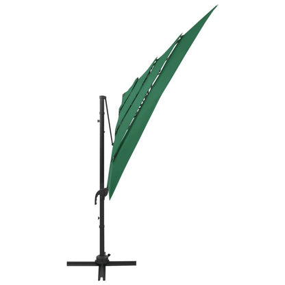 Vidaxl Sombrilla De Jardín 4 Niveles Palo De Aluminio Verde 250x250 Cm_3