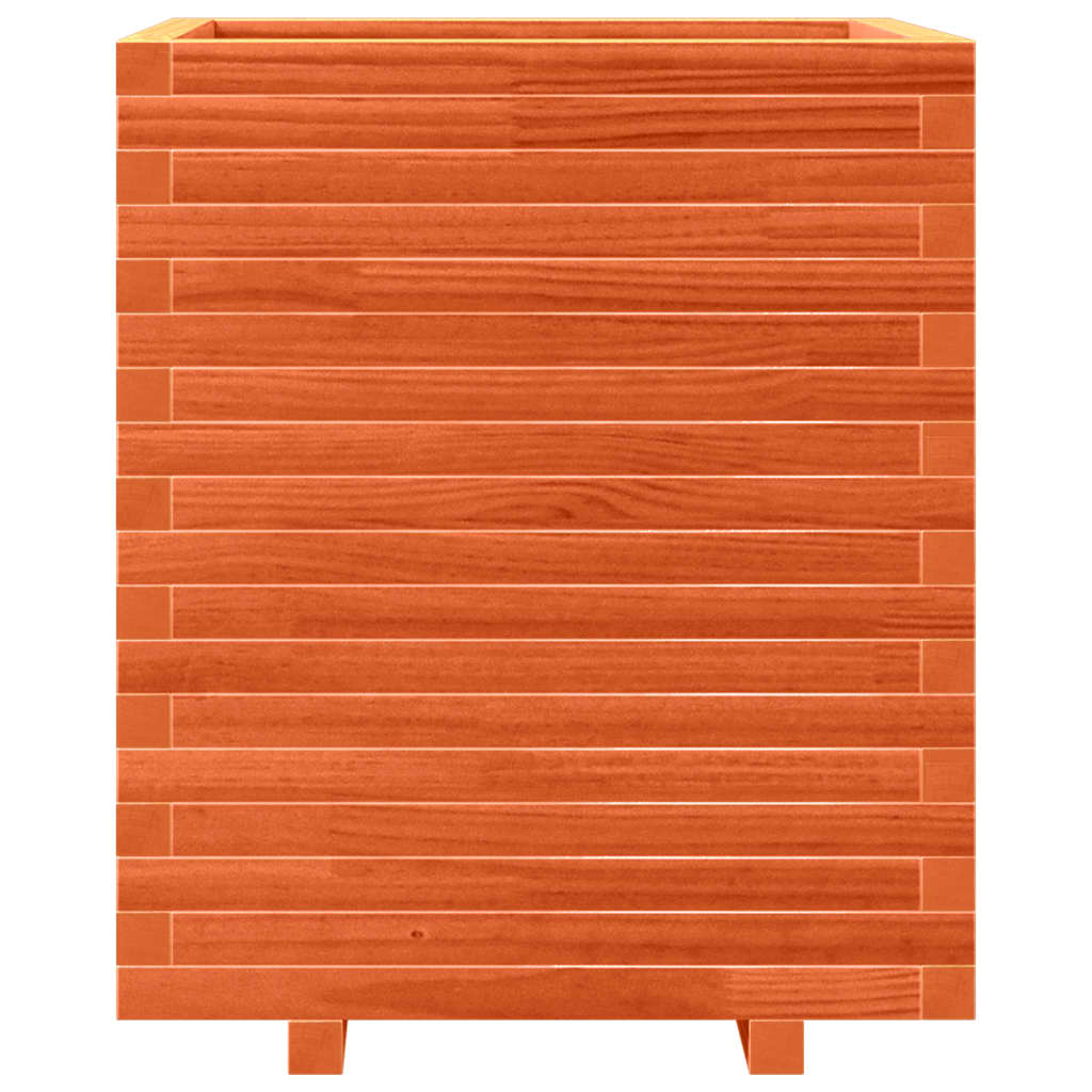 Jardinera Exterior Madera Maciza Pino Marrón Cera 60x60x72 Cm_4