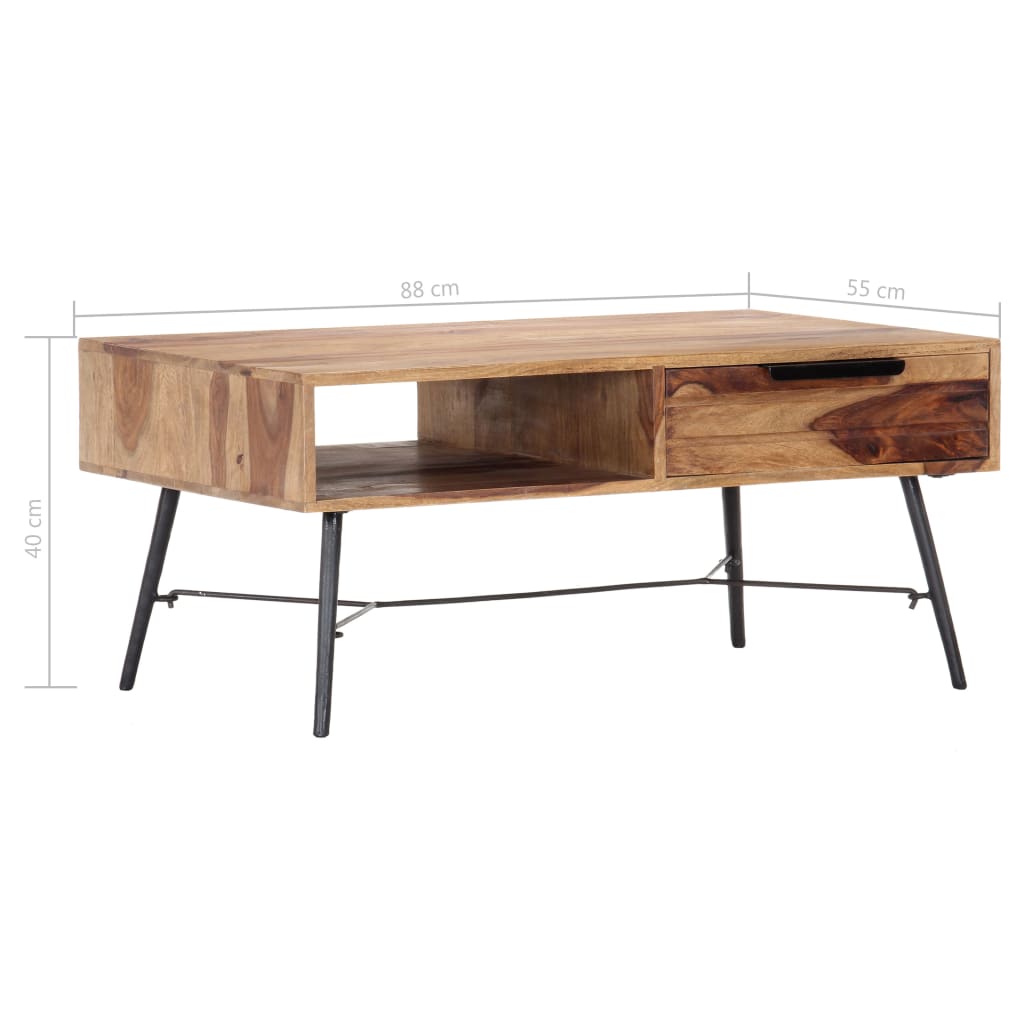 Mesa De Centro De Madera Maciza De Sheesham 88x55x40 Cm_4