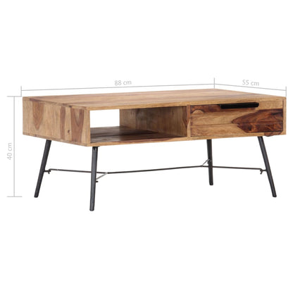 Mesa De Centro De Madera Maciza De Sheesham 88x55x40 Cm_4