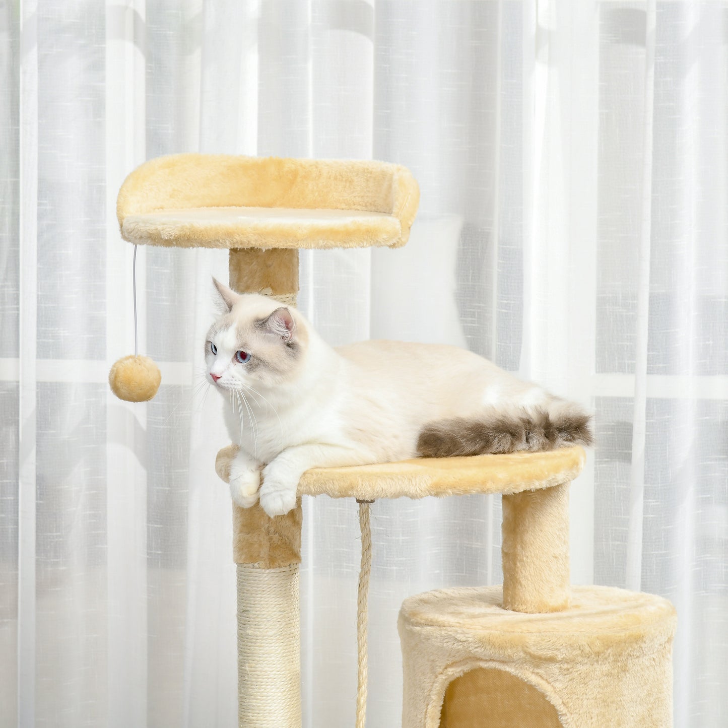 Pawhut Árbol Para Gatos Rascador Grande Con Plataformas Casetas Bolas De Juego_3