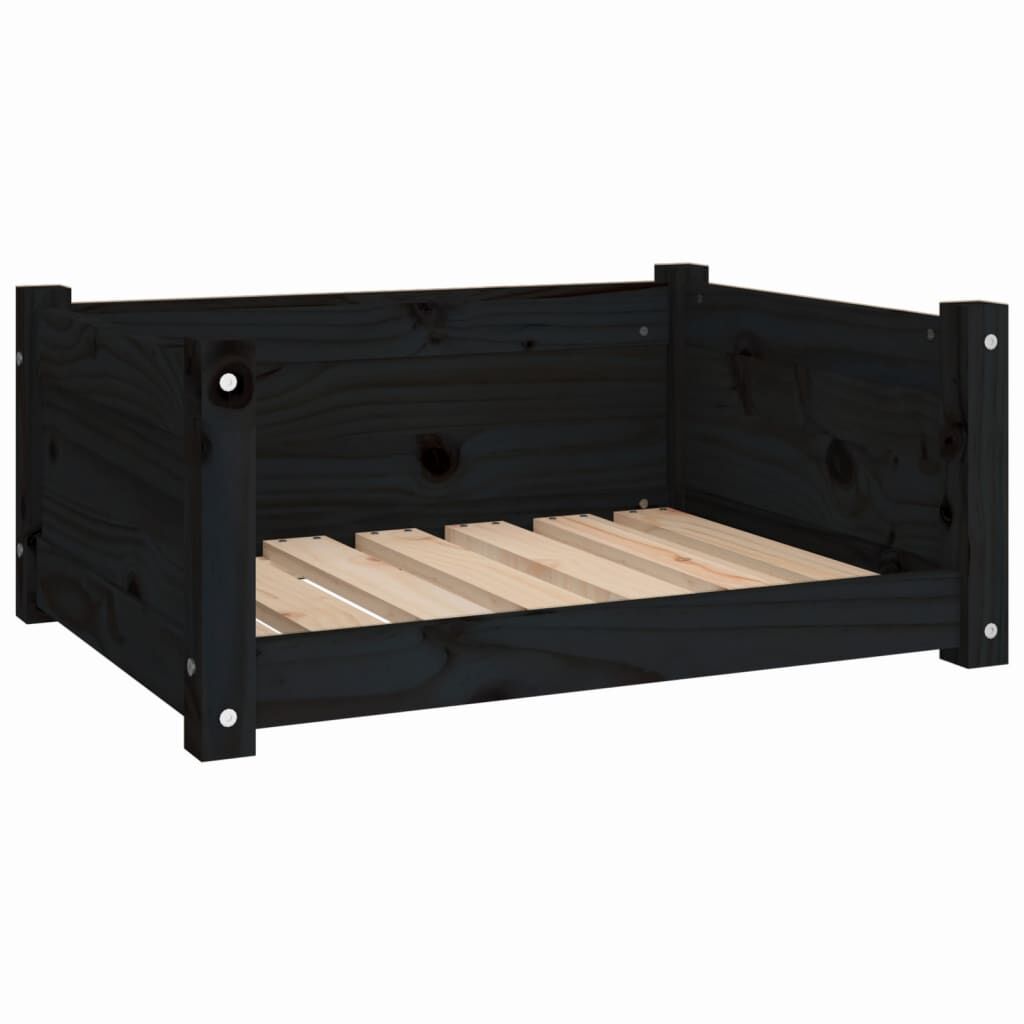 Vidaxl Cama Para Perros Madera Maciza De Pino Negro 65,5x50,5x28 Cm_0