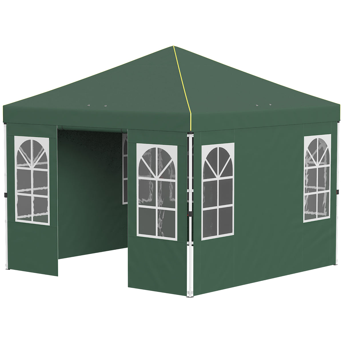Outsunny Carpa Plegable 3x3m Pop-up Altura Ajustable Laterales Extraíbles Verde_4
