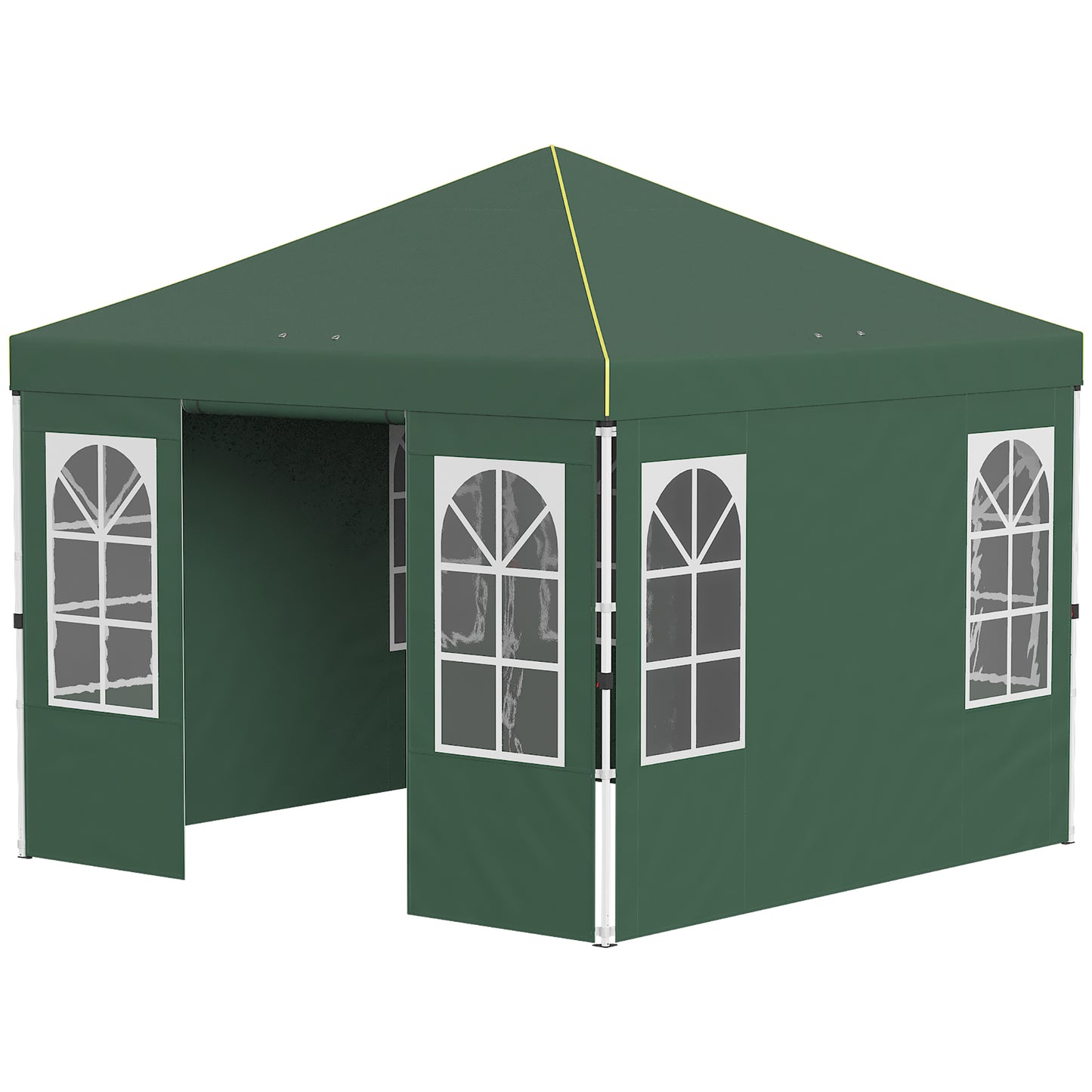 Outsunny Carpa Plegable 3x3m Pop-up Altura Ajustable Laterales Extraíbles Verde_4