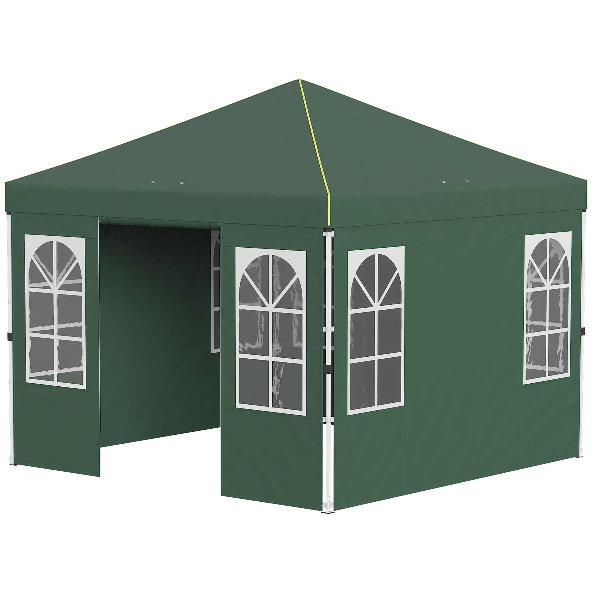 Outsunny Carpa Plegable 3x3m Pop-up Altura Ajustable Laterales Extraíbles Verde_4