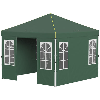 Outsunny Carpa Plegable 3x3m Pop-up Altura Ajustable Laterales Extraíbles Verde_4