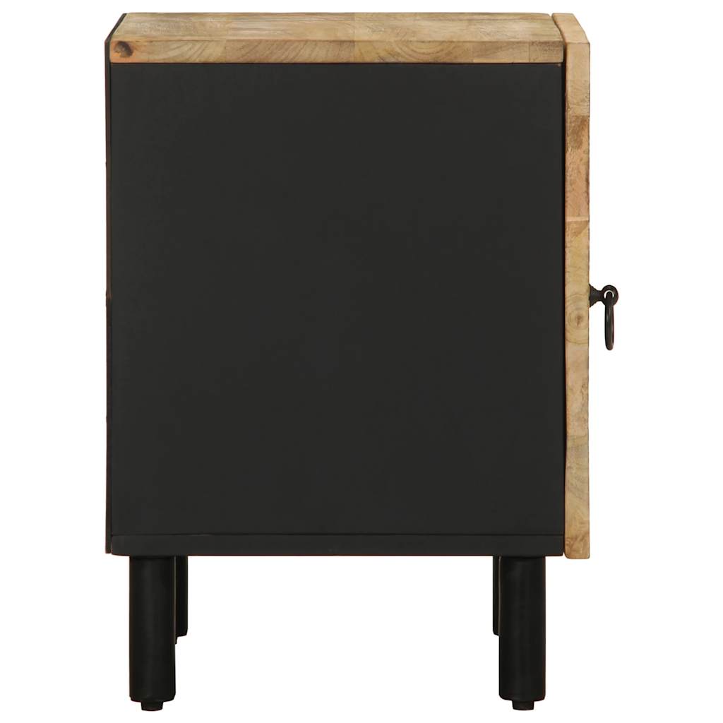Mesita De Noche Madera Maciza Mango Rugosa Negro 40x33,5x46 Cm_2