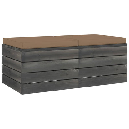 Vidaxl Otomanas De Palets De Jardín 2 Pzas Cojines Madera Maciza Pino_0