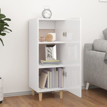 Aparador De Madera Contrachapada Blanco Brillante 34,5x34x90 Cm / Vetonek_3