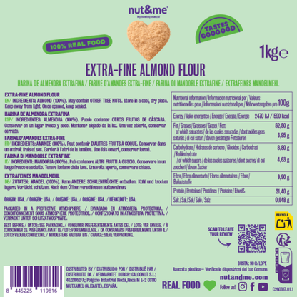 Harina de Almendra extrafina (especial pastelería) Nut&me 1 kg