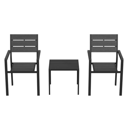 Outsunny Conjunto Jardín Exterior De 3 Piezas Con 2 Sillas Y Mesa De Hdpe Negro_3