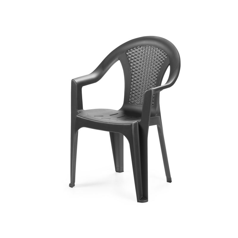 Pack 4 Sillas De Exterior Coral Apilables, Polipropileno, Antracita, 54 X 81 X 56_3