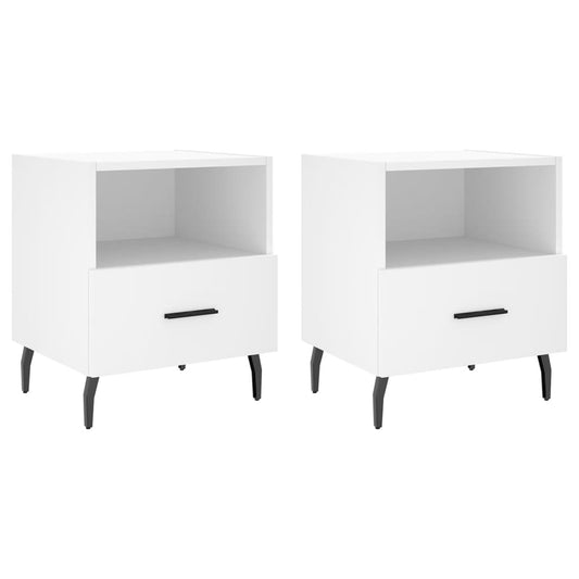 Mesitas De Noche 2 Uds Madera Ingeniería Blanco 40x35x47,5 Cm_0