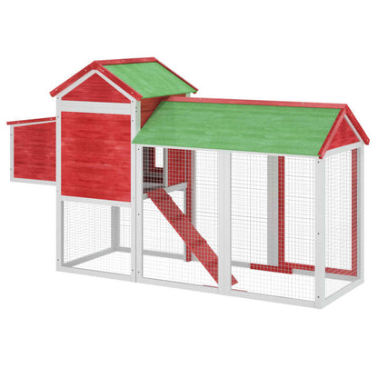 Vidaxl Gallinero Madera Maciza De Pino Rojo 193x65x117 Cm_5