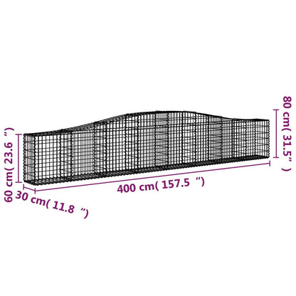 Cestas De Gaviones 8 Uds Forma De Arco Hierro 400x30x60/80 Cm_5