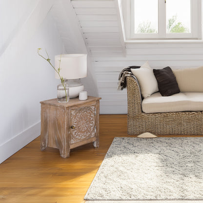 Wellhome Mesita Noche Madera Tallada Tamaño Compacto