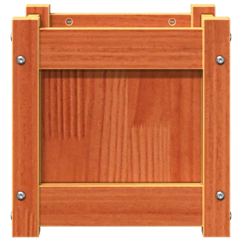Jardinera Exterior Madera Maciza Pino Marrón Cera 31x31x31 Cm_5