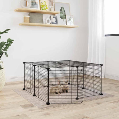 Vidaxl Jaula Para Mascotas De 12 Paneles Puerta Acero Negro 35x35cm_1