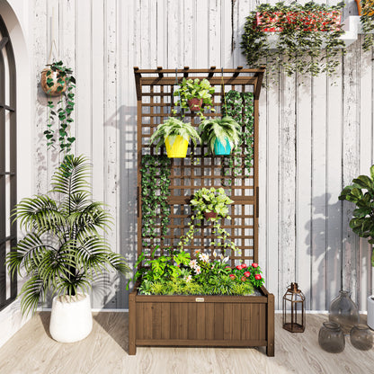 Outsunny Jardinera Con Enrejado De Madera Para Trepadora Plantas 90x45x183 Cm_1