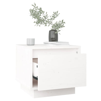Mesitas De Noche 2 Uds Madera Maciza De Pino Blanco 35x34x32 Cm_2