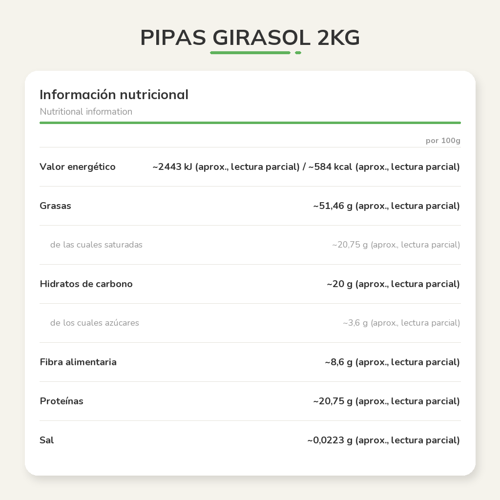 Información nutricional