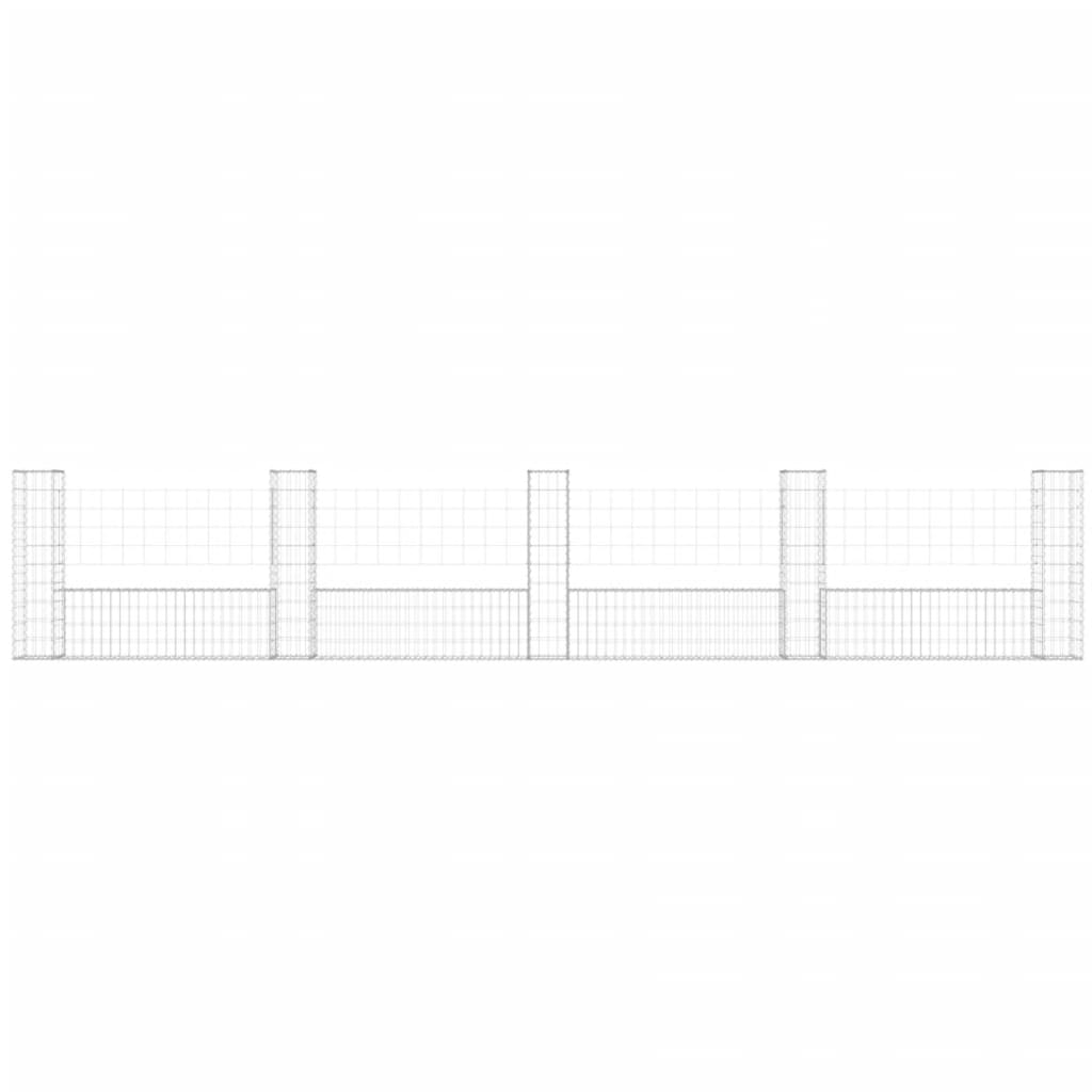 Cesta De Gaviones Forma De U 5 Postes De Hierro 500x20x100 Cm / Vetonek_0