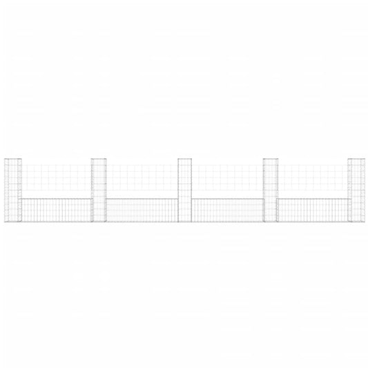 Cesta De Gaviones Forma De U 5 Postes De Hierro 500x20x100 Cm / Vetonek_0