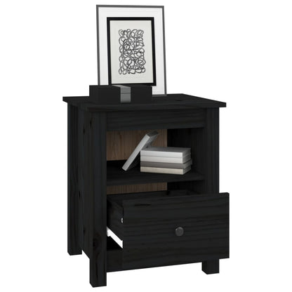Mesitas De Noche 2 Uds Madera Maciza De Pino Negra 40x35x49 Cm_1