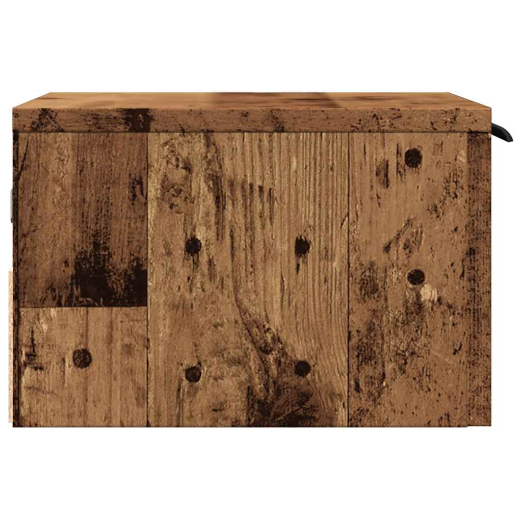 Mesita De Noche De Pared Madera Envejecida 34x30x20 Cm_4