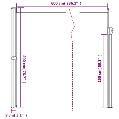 Vidaxl Toldo Lateral Retráctil Gris Antracita 200x600 Cm_2