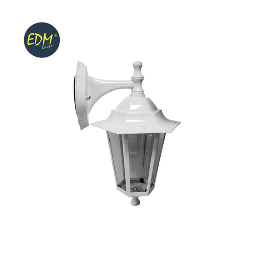 Farol De Aluminio Y Cristal Para Pared. Ip44 E27 60w Color Blanco Ø19,5x21x32cm Modelo Zurich. Edm_0