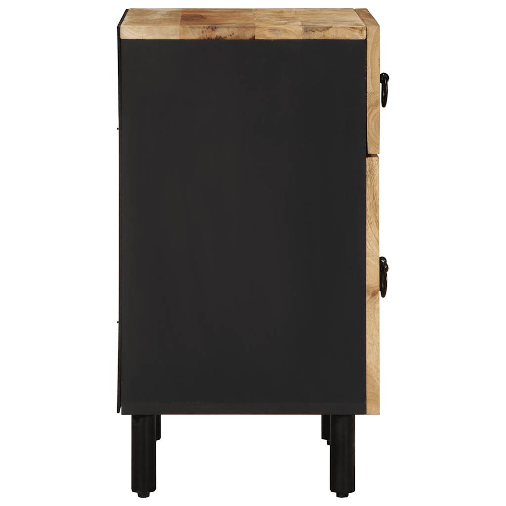 Mesita De Noche Madera Maciza De Mango Rugosa Negro 50x33x60 Cm_2