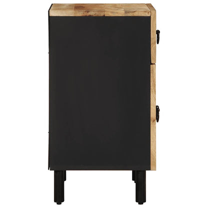 Mesita De Noche Madera Maciza De Mango Rugosa Negro 50x33x60 Cm_2