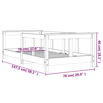 Vidaxl Estructura De Cama Para Niños Madera Maciza De Pino 70x140 Cm_2