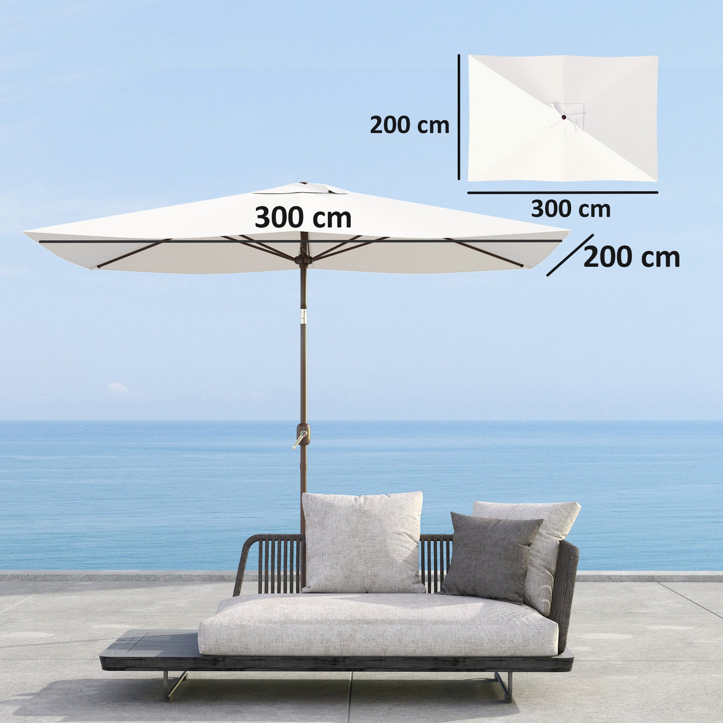 Outsunny Toldo De Recambio De Sombrilla De 3x2 M Con Ventilación Superior Beige_2