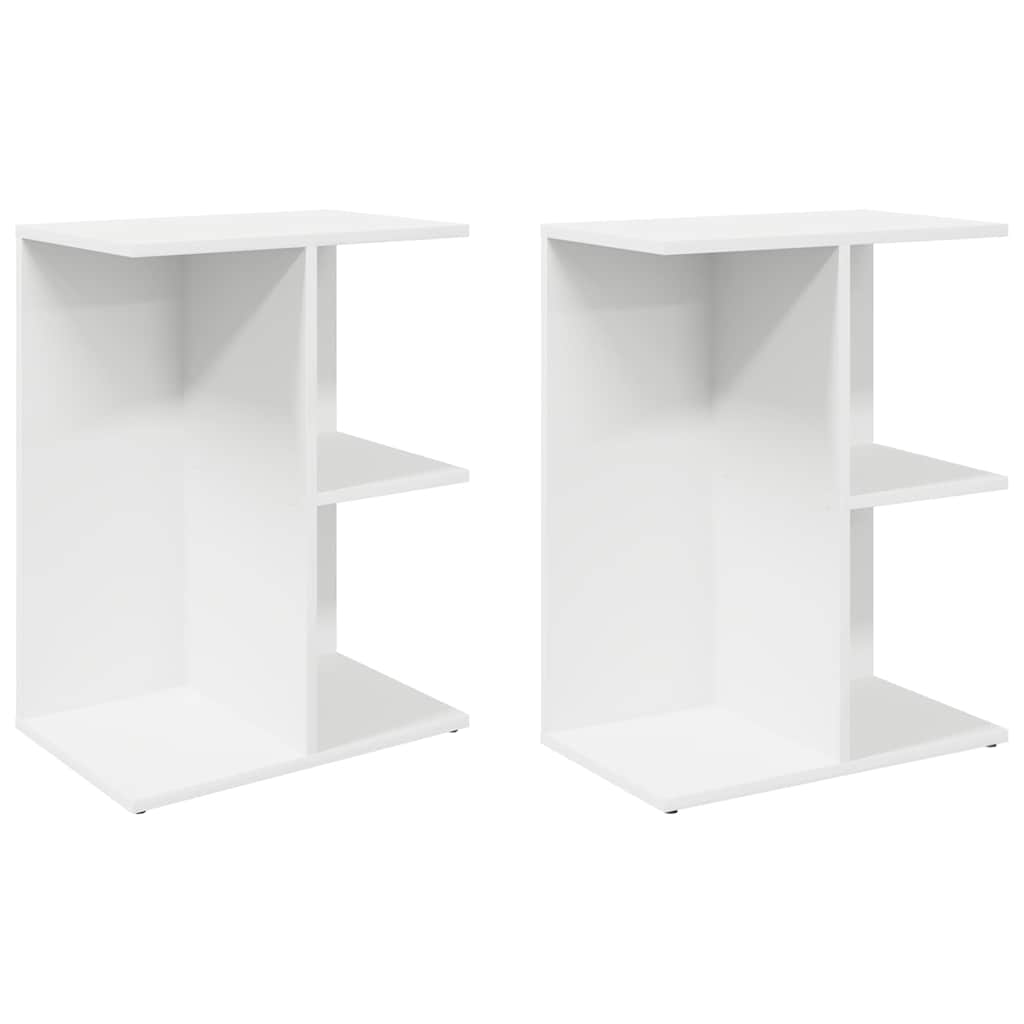 Mesitas De Noche 2 Uds Madera De Ingeniería Blanco 46,5x29x61cm_0