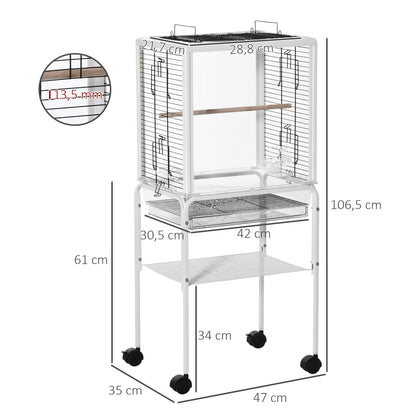 Pawhut Jaula Para Pájaros Con Soporte Desmontable 4 Ruedas Techo Abrible Bandeja_2