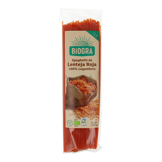 Espagueti de Lenteja Roja Biogra BIO 250 g