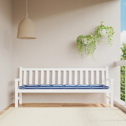 Vidaxl Cojín Para Banco Jardín Tela A Rayas Azul Y Blanco 200x50x7 Cm_1