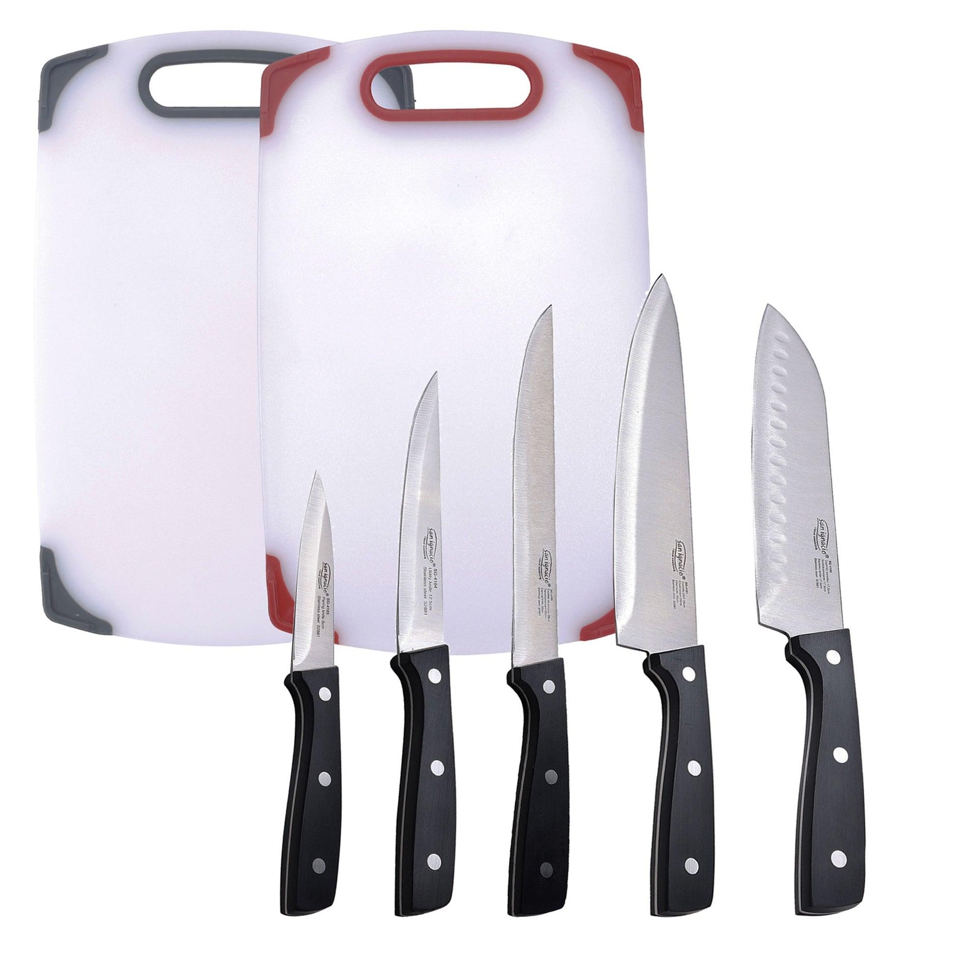 Juego De 5 Cuchillos De Cocina En Acero Inoxidable Y Set De 2 Tablas De Corte_0